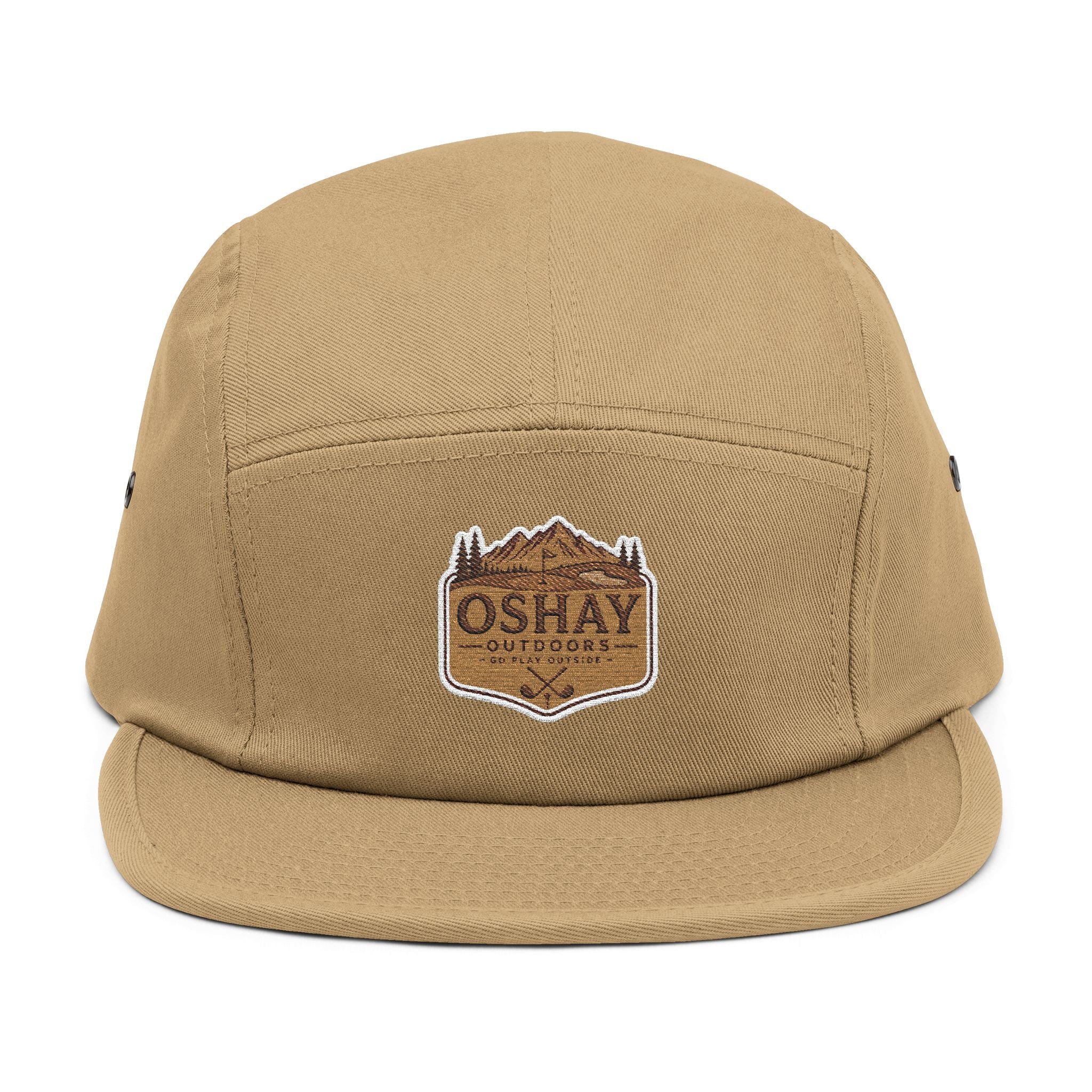 Embroidered OSHAY Patch 5-Panel Cap — Casual Outdoor Trail Hat