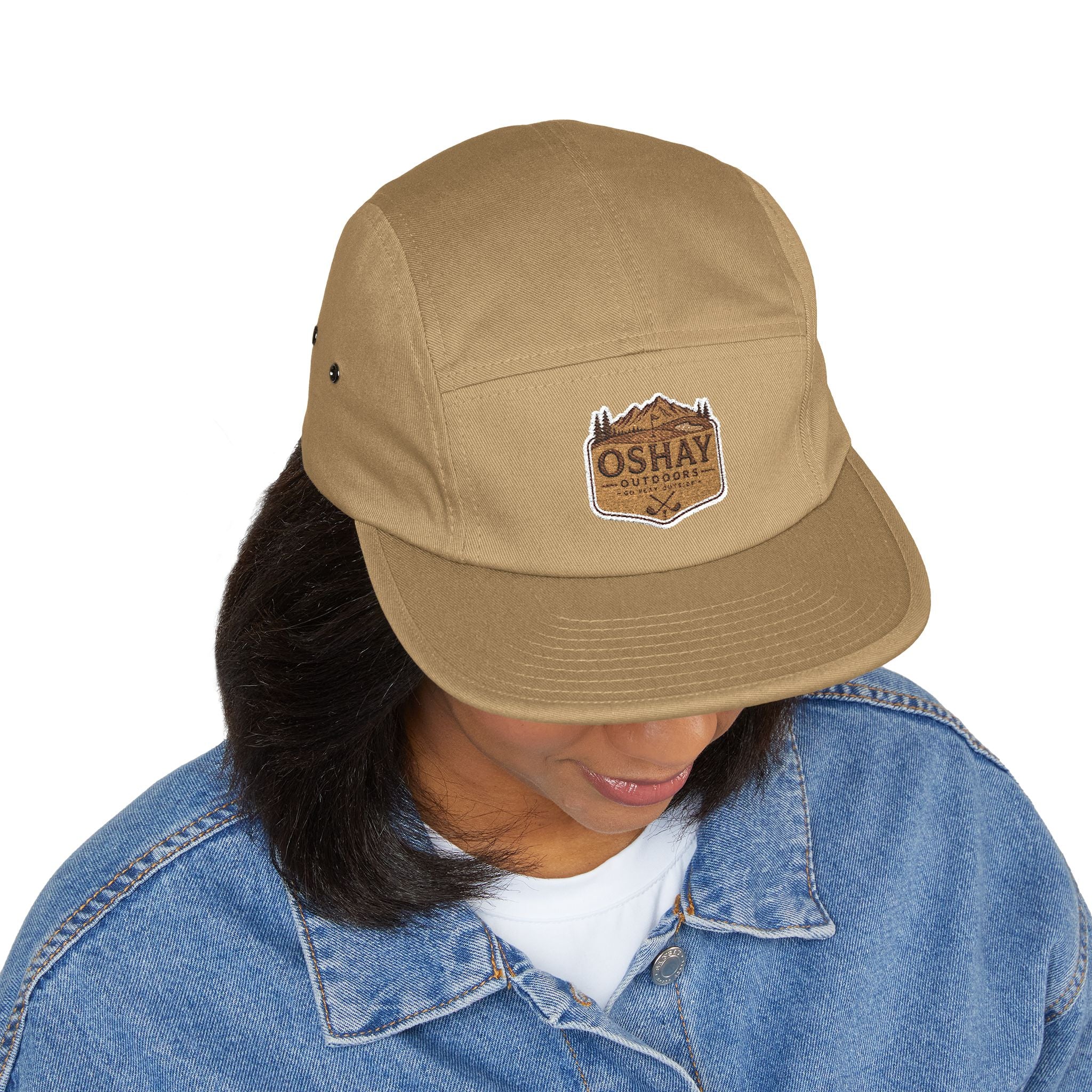 Embroidered OSHAY Patch 5-Panel Cap — Casual Outdoor Trail Hat