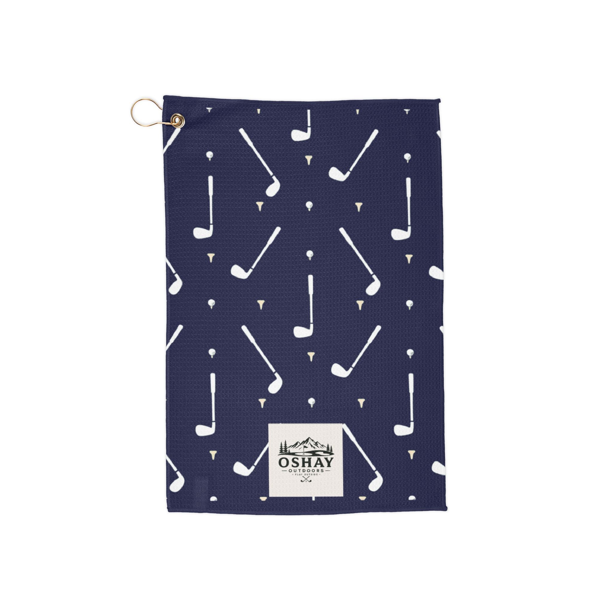 Golf Towel — Navy Golf Clubs & Balls Microfiber Towel with Grommet