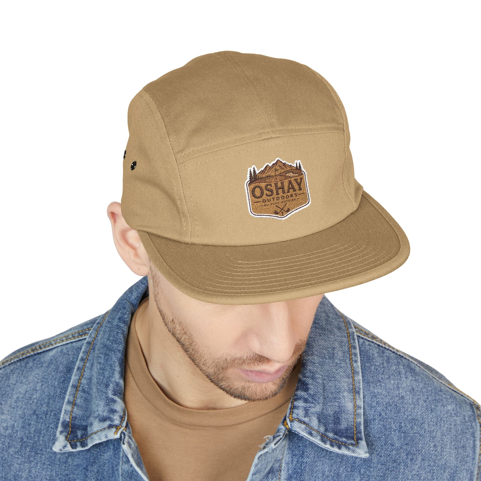 Embroidered OSHAY Patch 5-Panel Cap — Casual Outdoor Trail Hat