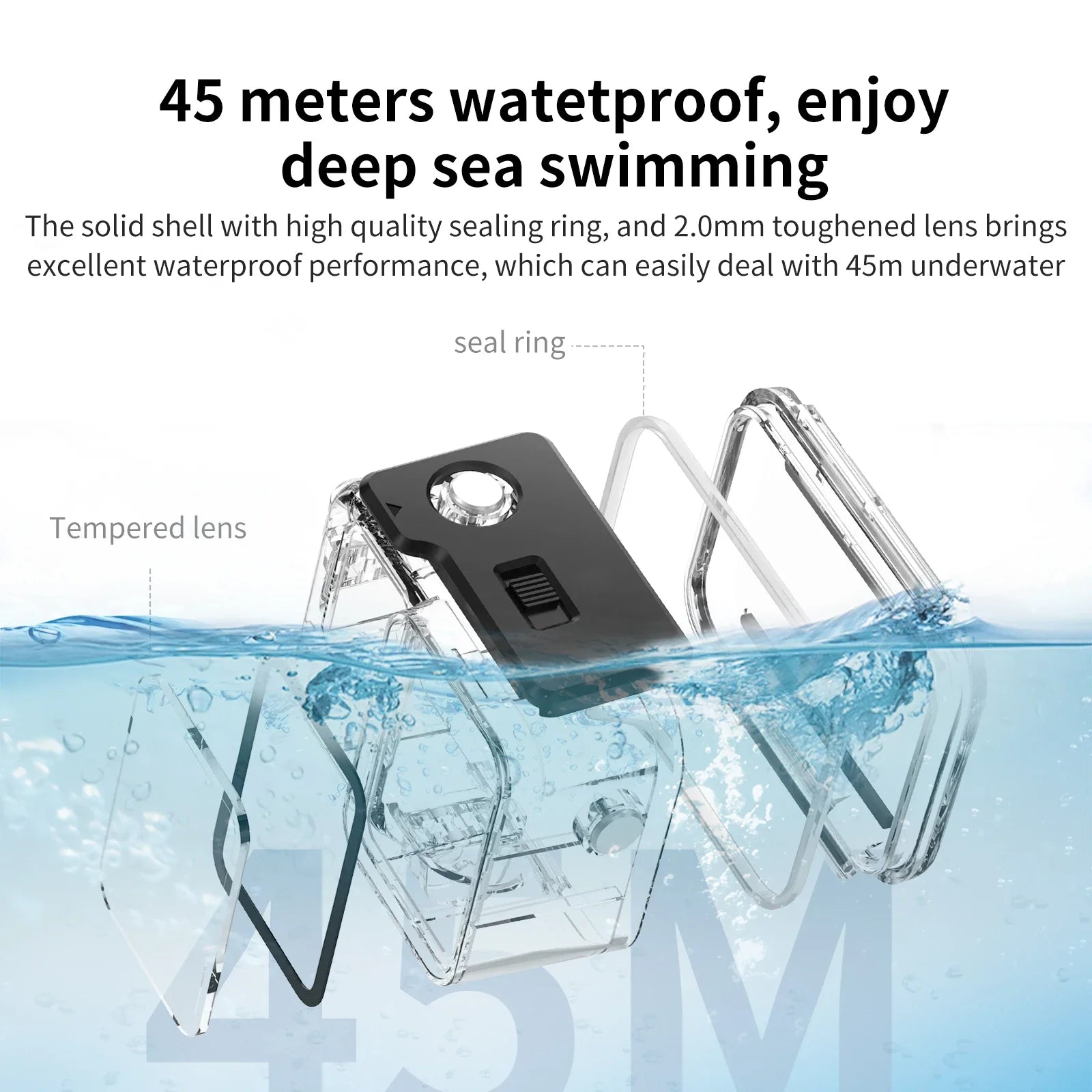 NNEOBA Waterproof Dive Housing Case 45M for Action Camera