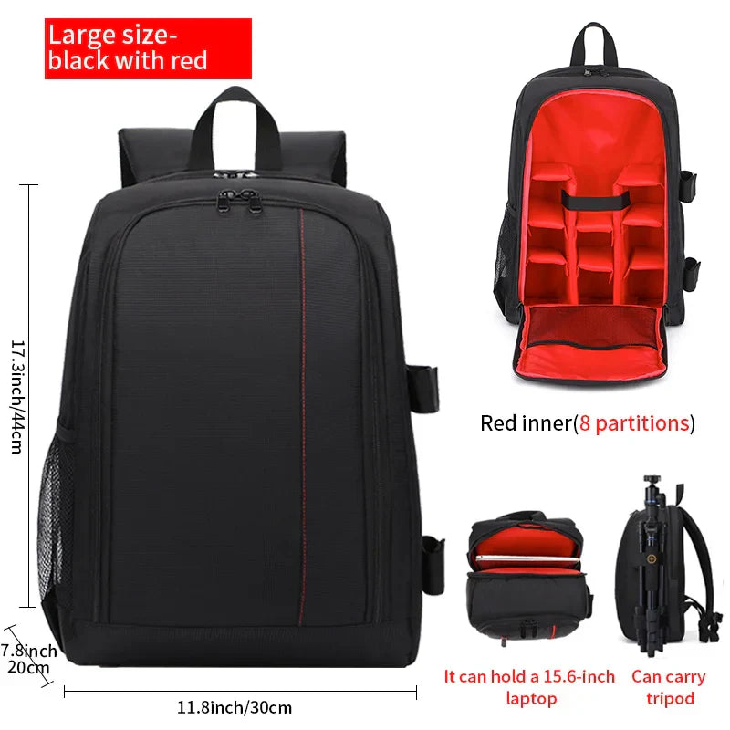 Outdoor Camera Backpack Waterproof Black