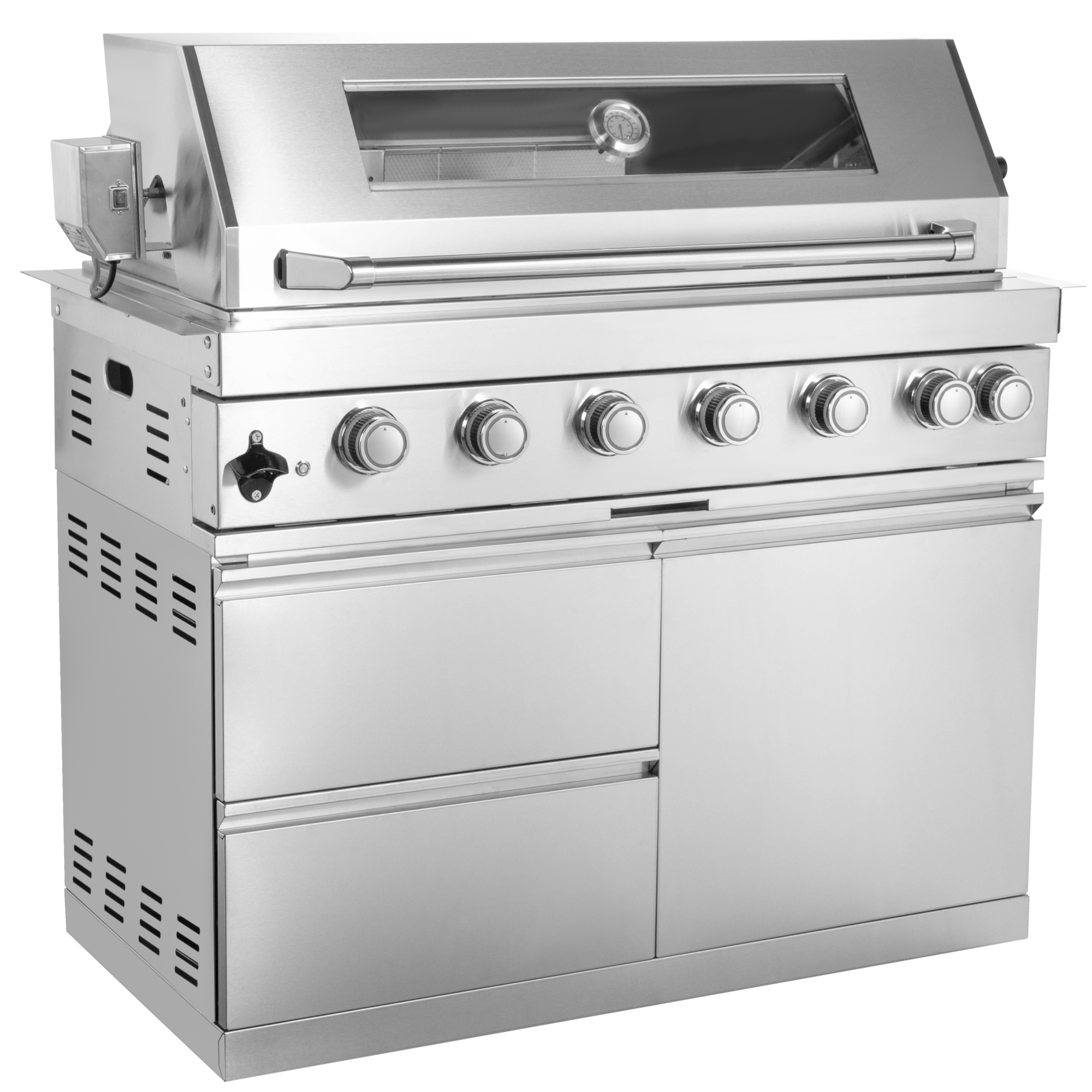 128" 120,000 BTU 6-Burner Outdoor Kitchen Island Grill with Pizza Oven