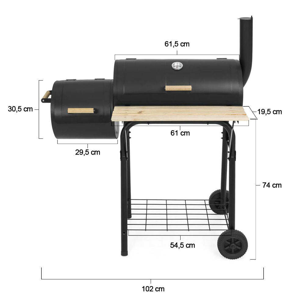 2in1 faszenes BBQ grill és smoker