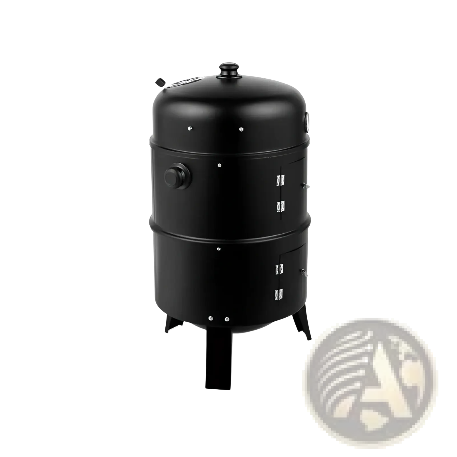 Portable Iron Charcoal Smoker Grill with Thermometer